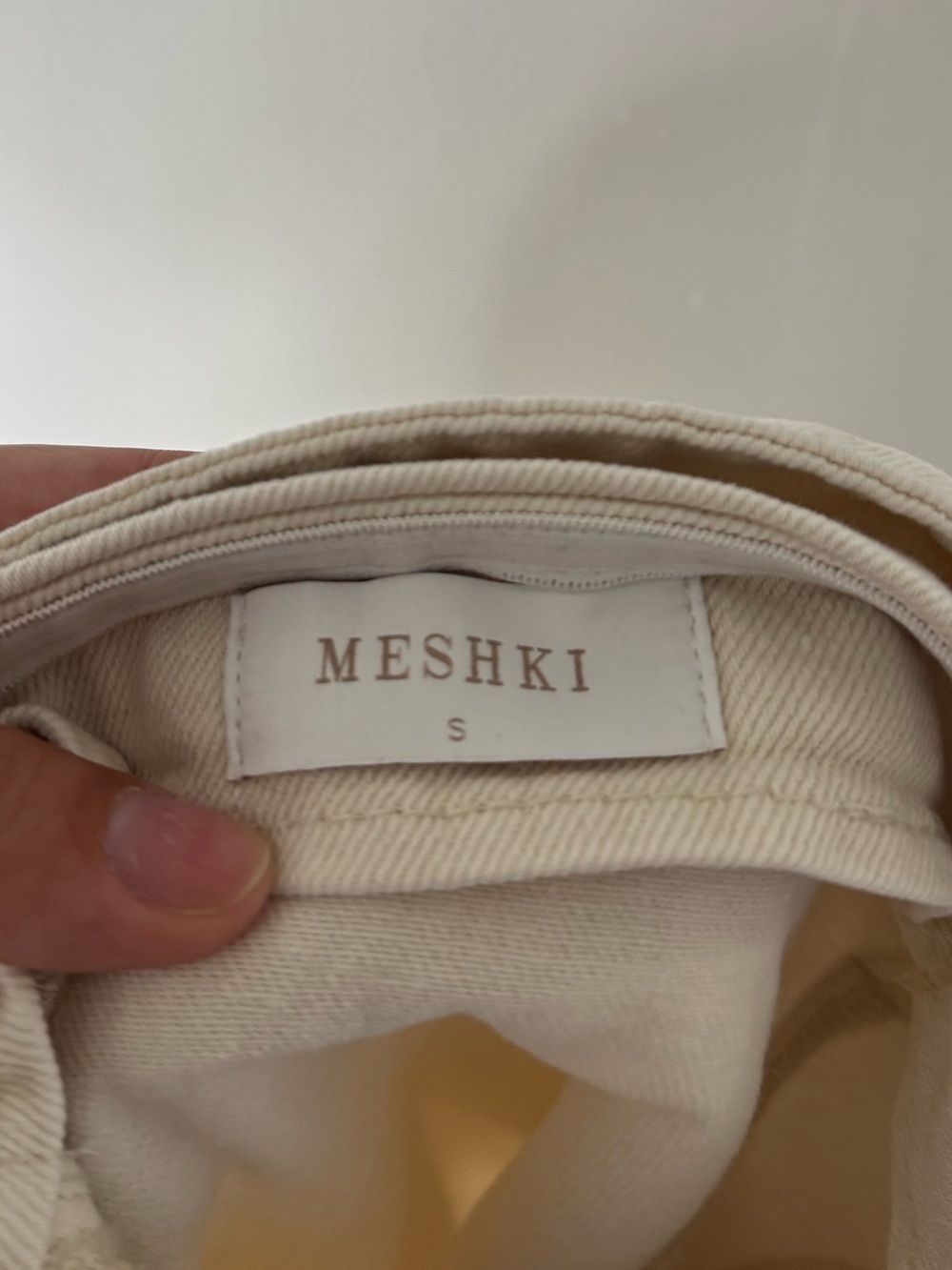 Meshki Cream Denim Mini Dress - Picture 9 of 10